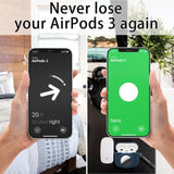 2 In 1 Protective Case Combo Set Compatible For Apple Airpods 3(2021) Airtag, Gps Tracker Holder With 2 Pcs Tpu Screen Protector&Keychain, Soft Silicone Anti-Lost Anti-Scratch Skin Cover(Navyblue)