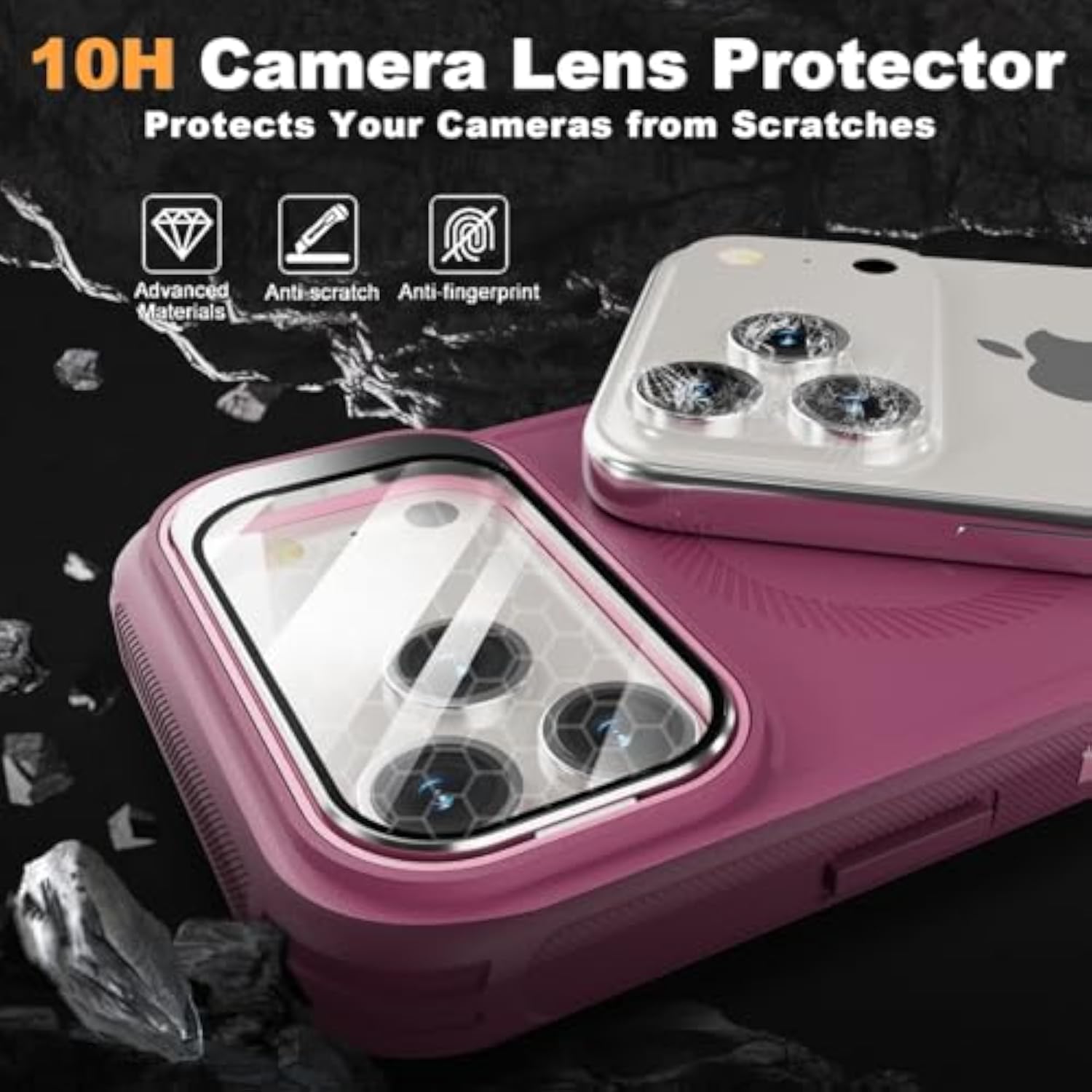 Heavy Duty iPhone 17 Pro Case with Magnetic Closure, 6.3 Inch, Purple-Pink