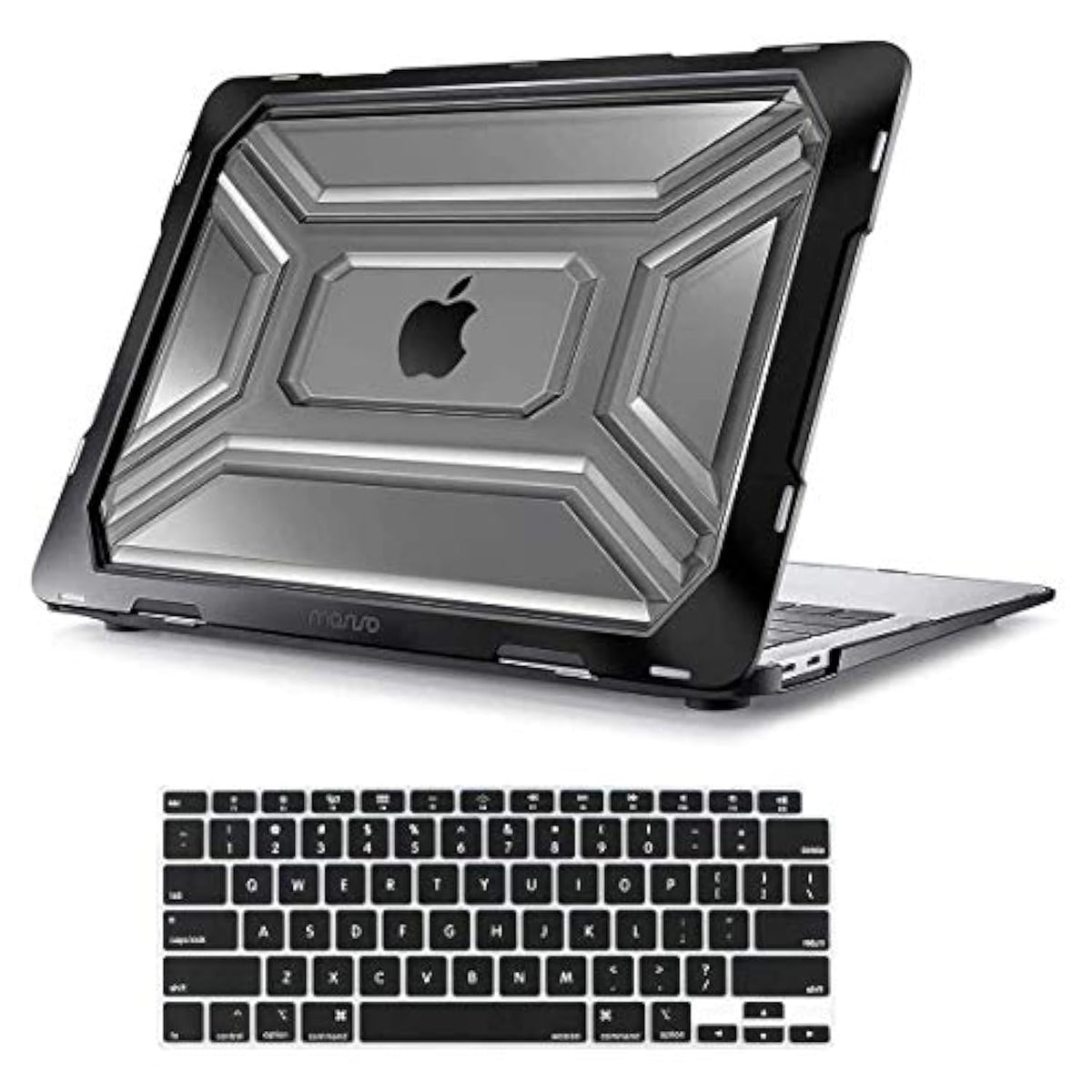 MOSISO Compatible with MacBook Air 13 inch Case 2022 2021 2020 Release A2337 M1 A2179 with Retina Display Touch ID, Heavy Duty Plastic Hard Shell Case with TPU Bumper & Keyboard Cover, Black