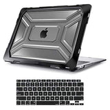 MOSISO Compatible with MacBook Air 13 inch Case 2022 2021 2020 Release A2337 M1 A2179 with Retina Display Touch ID, Heavy Duty Plastic Hard Shell Case with TPU Bumper & Keyboard Cover, Black