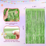 Light Green 2 Pack Metallic Tinsel Foil Fringe Curtains, 3.3X8.3 Feet Light Green Streamers For Party, Door Streamers Party Decorations, Party Streamers For Birthday Christmas Party Decorations