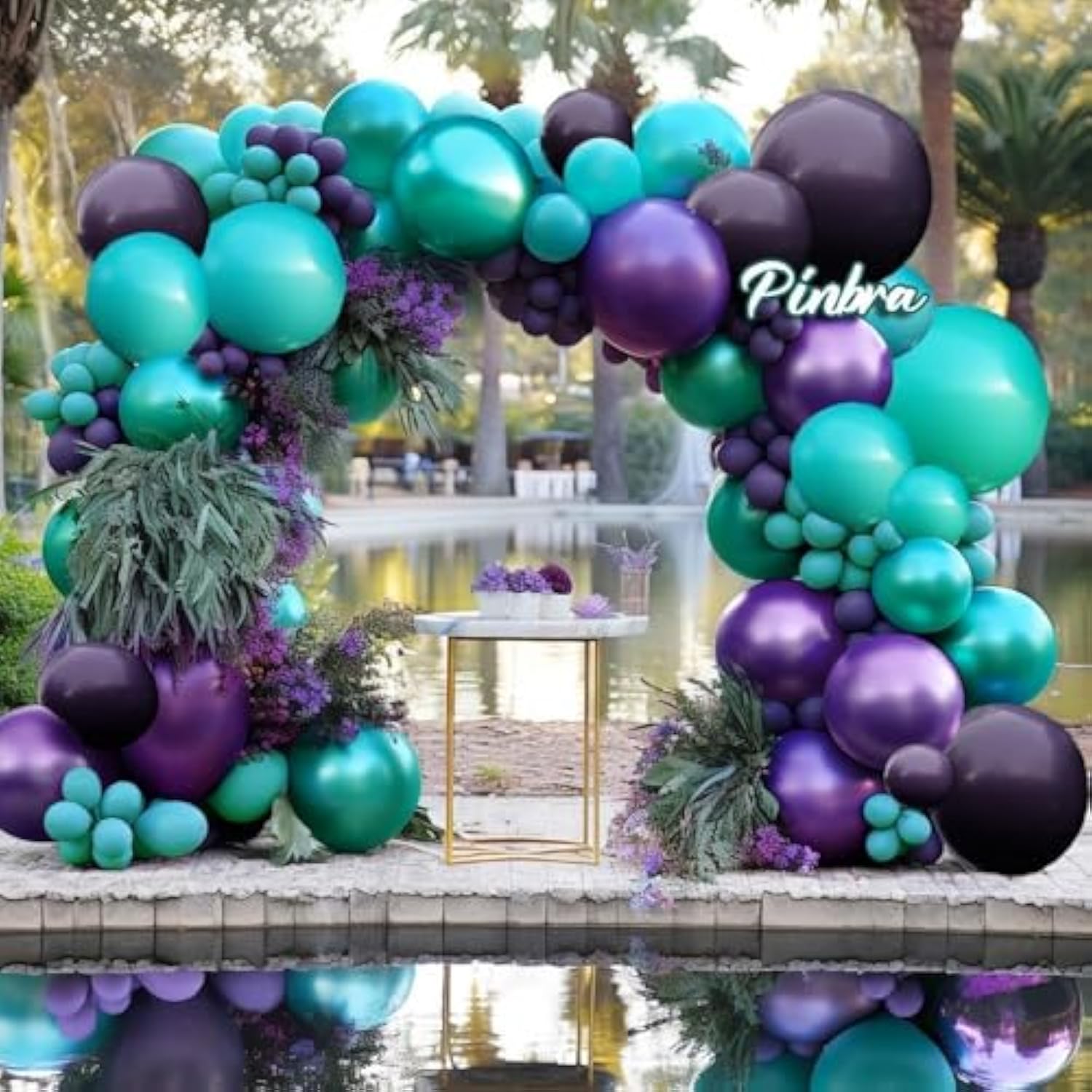 Purple Teal Balloon Garland Double Stuffed Dark Purple Blue Turquoise Green Lavender Lilac Mermaid Balloon Arch Kit For Birthday Wedding Bridal Baby Shower Graduation Halloween Party Decorations