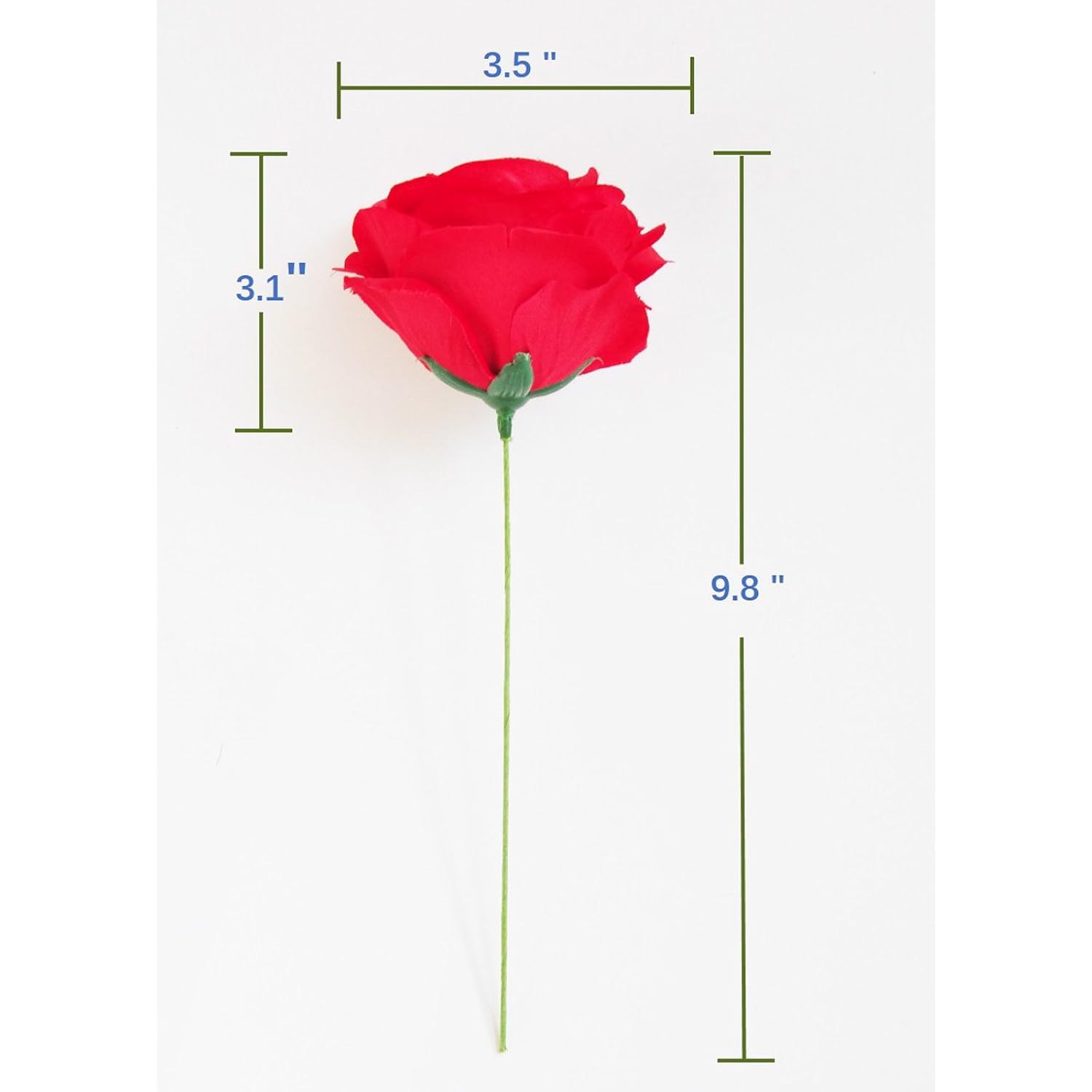 Artificial Flowers 50Pcs Silk Rose With Wire Stem Fake Rose For Diy Wedding Décor Bride&Bridesmaid Bouquets Home Office Baby Shower Party Prom Centerpieces Arch Garland(Red)