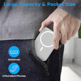 OMOTON Portable Charger Power Bank - 10000mAh Magnetic Fast Charging Battery Pack for iPhone 15 (Above 11 Series), LED Display Indicators and Foldable Stand- Blue