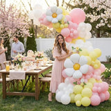 Daisy Flower Balloon Arch Kit, 139Pcs Pink White Yellow Wildflower Balloons Wild Flower Baby In Bloom Decorations, Spring Daisy Theme For Baby Shower & Birthday Party Supplies