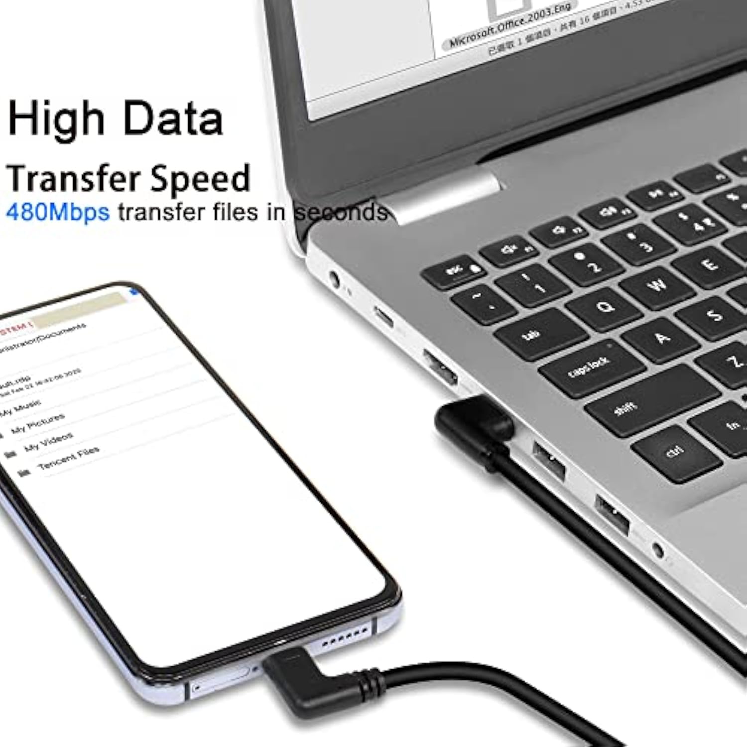 Gold Plated Short Right Angle Usb Type C Cable, 90 Degree 18W Fast Charging Us