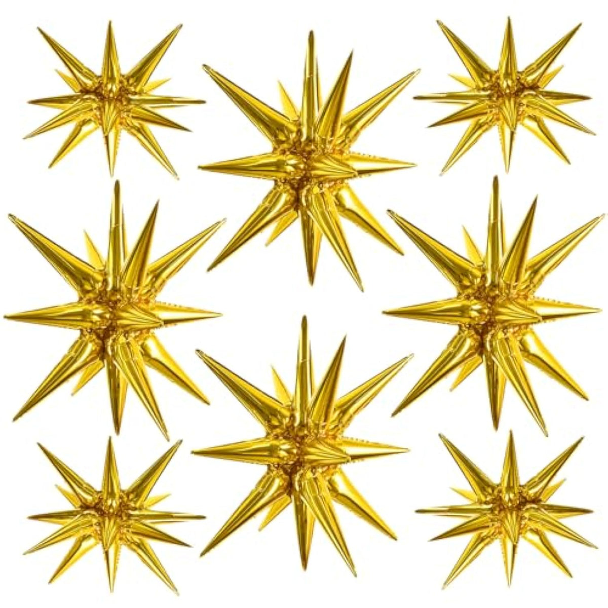 8Pcs Gold Star Foil Balloons Large Mylar Party Backdrop Decorations