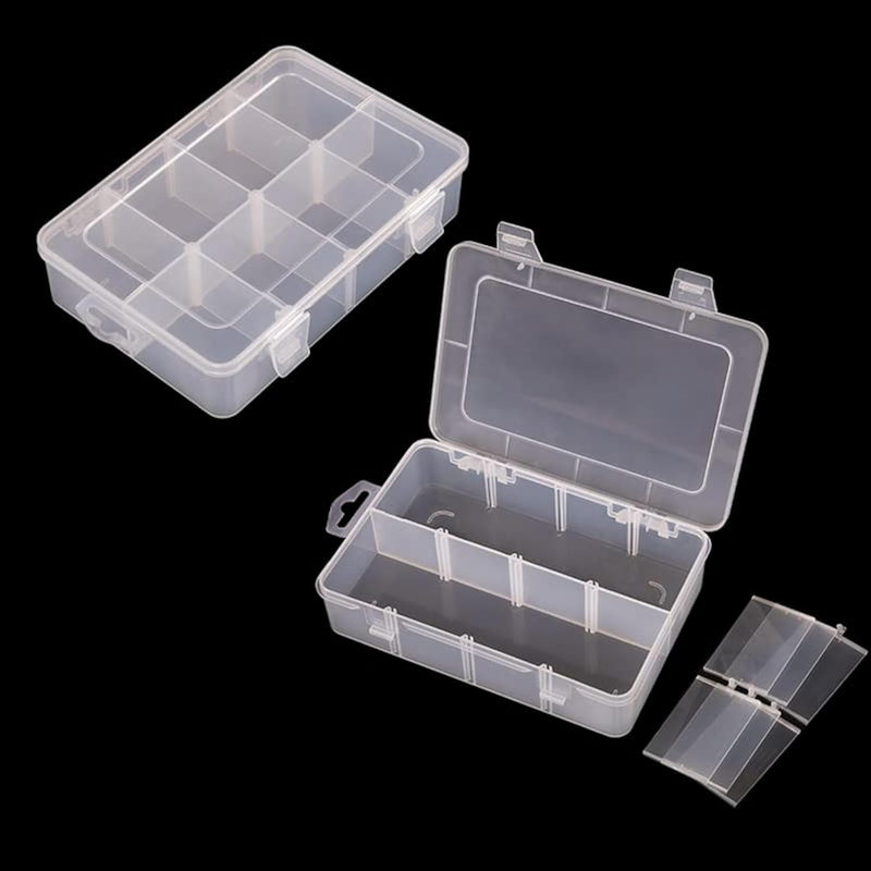 2 Packs 8-Compartments Art Supply Container, Clear Plastic Organizer B