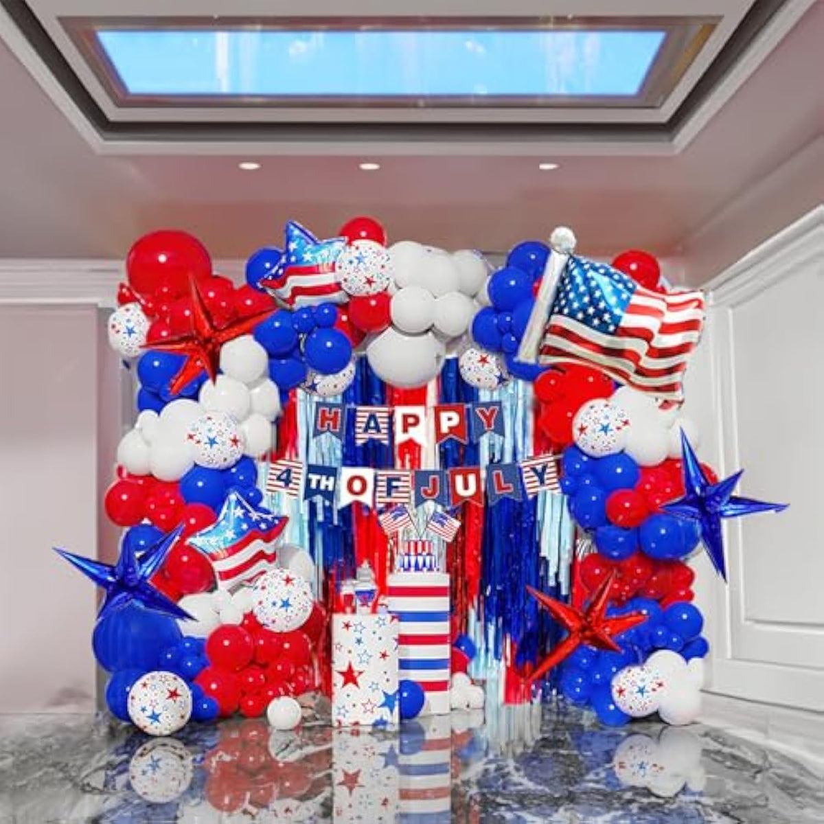 Patriotic Red White And Blue Balloon Garland Kit 119 Pcs With Star Print Patriotic Flag Mylar Balloons For 4Th Of July Independent Day Veterans Day Memorial Day Labor Day Decorations