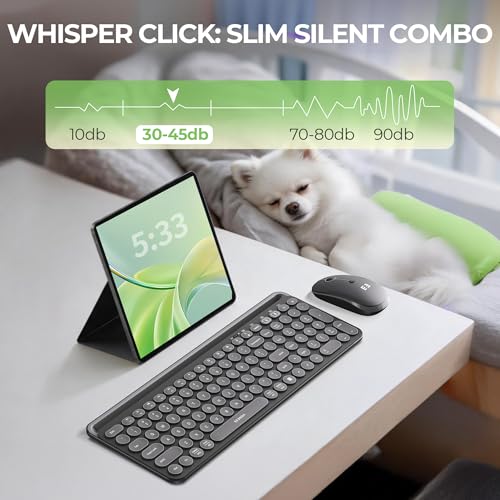 Bluetooth Keyboard And Mouse For Ipad, Ctu-301 Wireless Multi-Device Connection Bluetooth+2.4G Keyboard Mouse Combo With Tablet Holder For Ipad/Macbook/Windows, Ios/Andriod/Phone, Black