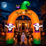 10FT Large 7 LED Halloween Inflatable Archway Black Cat Ghosts Yard Decor