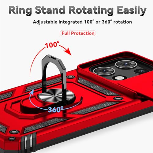 Phone Case For Motorola Moto G 5G 2025/Moto G 5G 2026/Moto G Play 2026 Case With Hd Screen Protector & Slide Camera Cover & Kickstand, [Military-Grade] Phone Case, Red