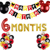 Red Boys Half Birthday Decorations with 6 Months Balloons and Banner