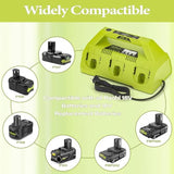 P180-6 Ports Rapid Charger Replacement For Ryobi 18V One+ Supercharger P135 18V Six-Pack Lithium-Ion Charger,Compatible With All Ryobi One+ 18 Volt Battery Without Usb Port P135