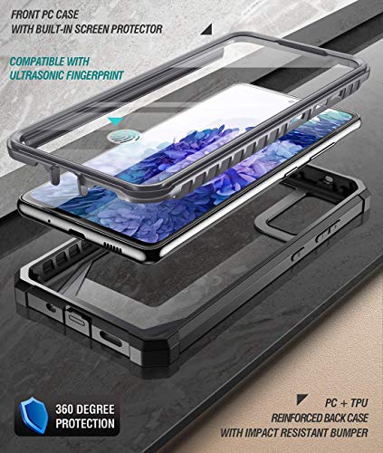 Guardian Series For Samsung Galaxy S20 Fe 5G Case (2020 Release), Full-Body Hybrid Reinforced Shockproof Protective Rugged Clear Bumper Cover Case With Built-In-Screen Protector, Black/Clear