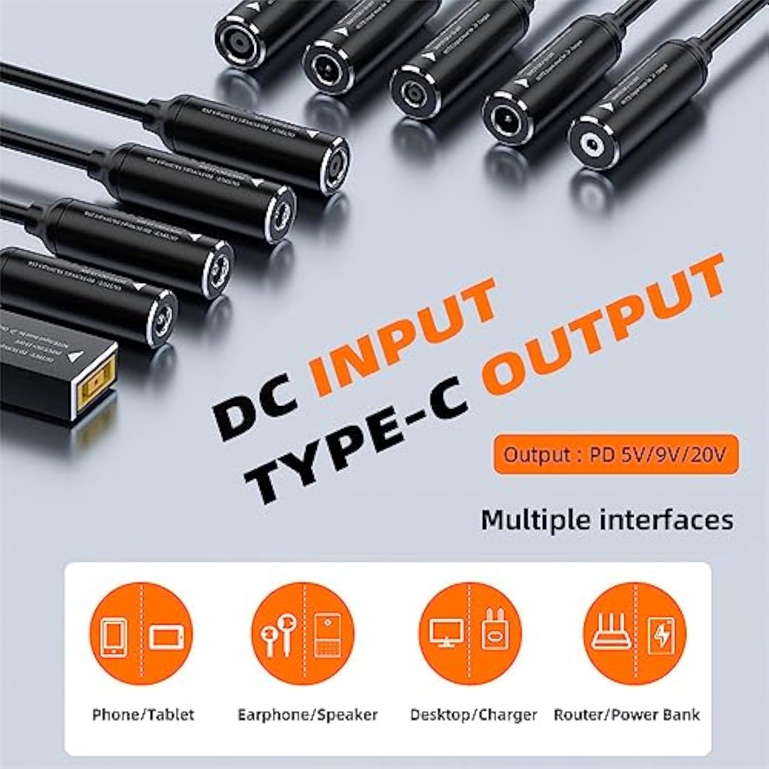 cablecc 5.5x1.7mm Input DC Jack to USB-C Type-C Power Plug Charge Cable for PD