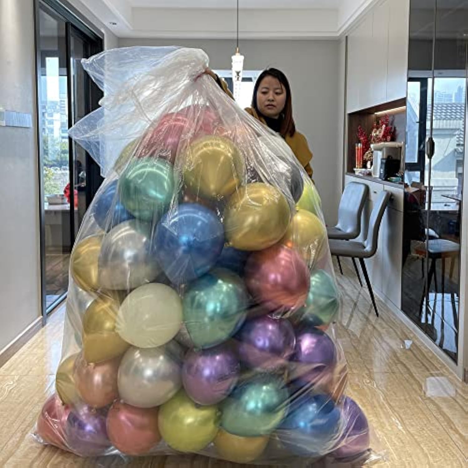 2pc Clear Giant Balloon Storage Bags (98x59 & 59x47 in) for Parties