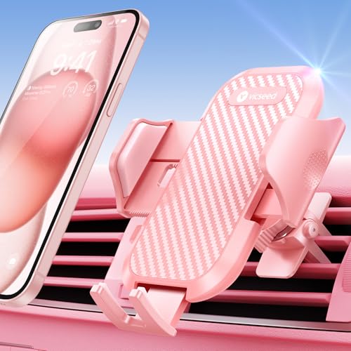 Pink Phone Holder for Your Car [ Sturdy & Secure ] Air Vent Phone Mount for Car Hands Free Easy Clamp Cradle in Vehicle for iPhone  Android