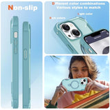 Compatible With Iphone 13 & 14 Case 6.1'' With Magnetic Ring Stand [Military Drop Protection][Compatible With Magsafe] Shockproof 13 & 14 Phone Case For Men Wowen,Cyan