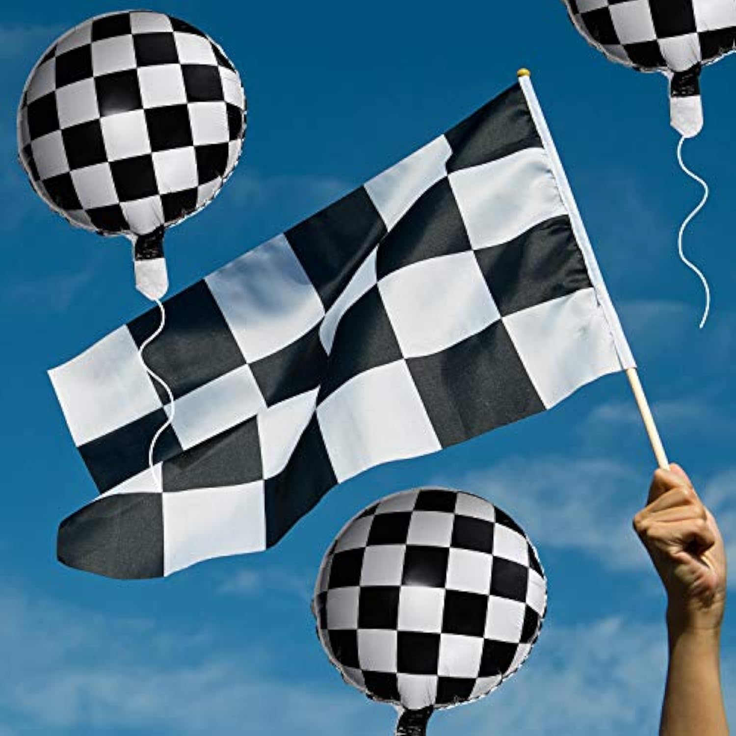 24 Pcs 18" Checkered Racing Balloons for Car Theme Parties