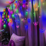 Butterfly Curtain Fairy Lights Usb Plug In,8 Modes 120 Led 20Ft Firefly Twinkle Timer String Lights With Remote For Bedroom Patio Christmas Wedding Party (Multi-Colored(Pink))