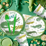 Alligator Party Decorations Tableware For Birthday Baby Shower, Reptile Crocodile Alligator Birthday Party Supplies, Paper Plate, Cup, Napkin, Disposable Cutlery, Serves 24