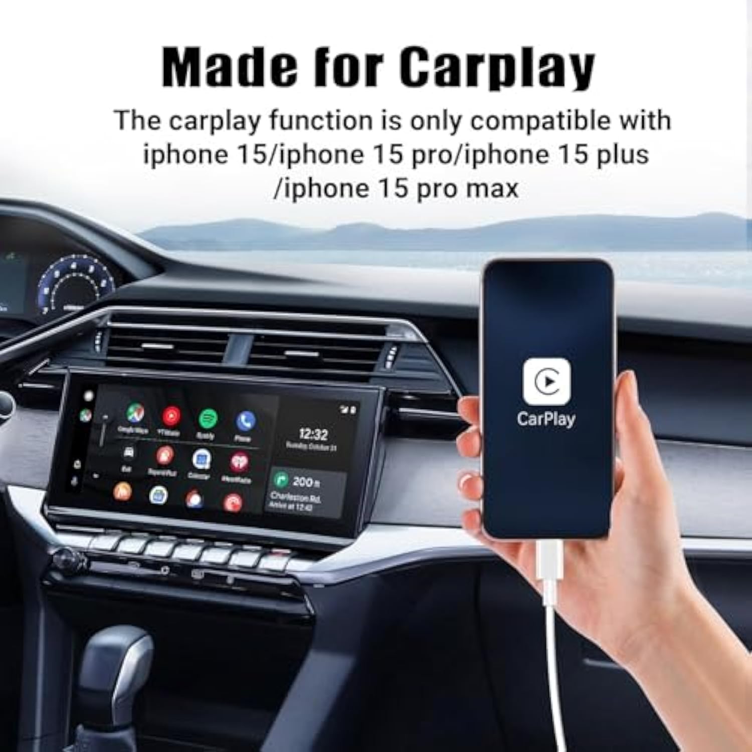 2Pack 6Ft Car Carplay Cable For Apple Iphone 16 Pro/16/15 Pro Max/15 Plus/15, Long Usb A To Usb C Carplay Charger Cord, Ipad Pro 12.9/11,10Th, Air 5Th/ 4Th,Ipad Mini 6Th Gen Car Charging Cable 6 Feet