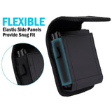 Case-Compatible Pouch for Motorola RAZR and Samsung Z Flip Series, Nakedcellphone Vegan Leather Holster Holder [Belt Loop, Metal Clip, Magnetic Closure] for Moto RAZR+ Ultra/Plus 2025/2024/2023, Black