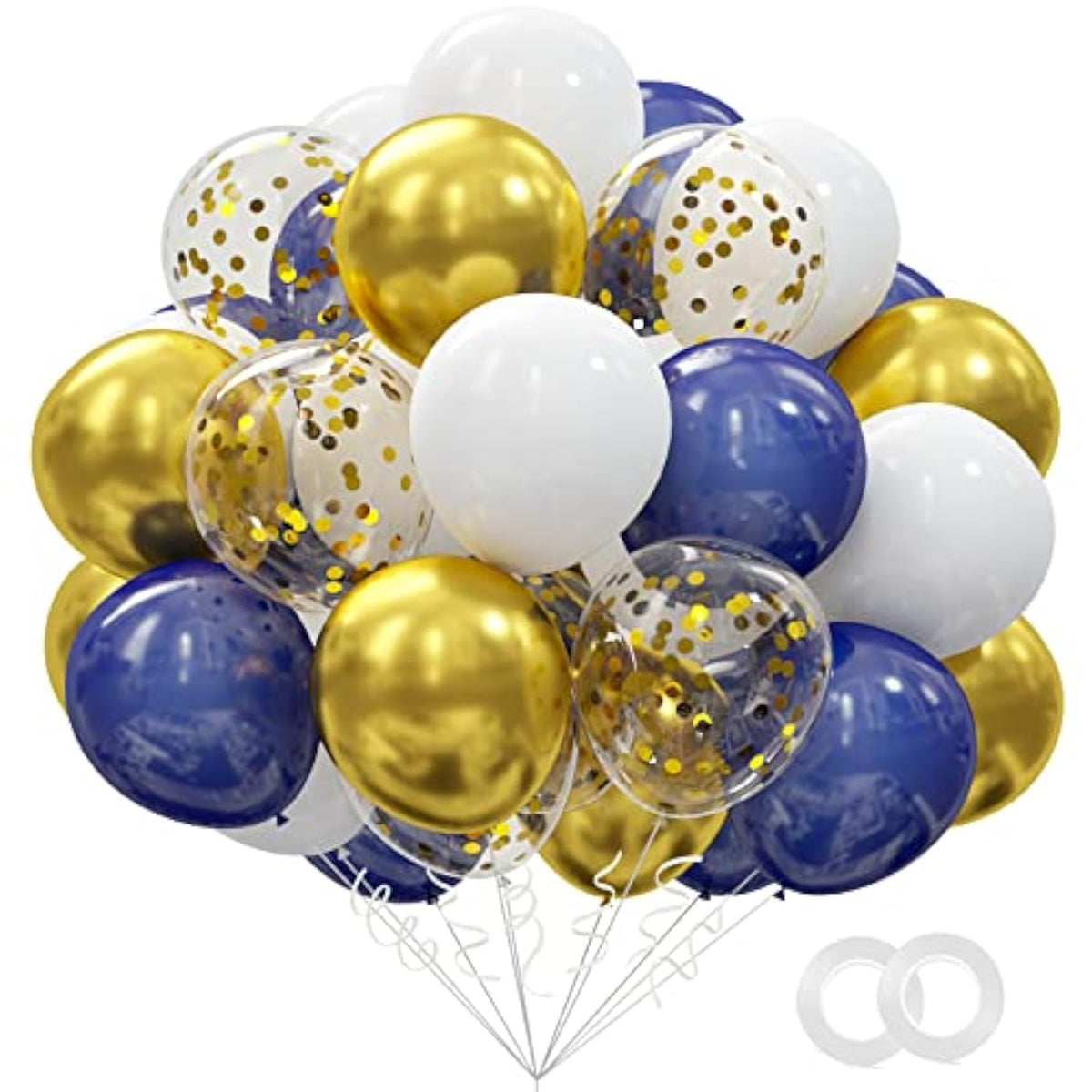 62Pcs Gold Navy Blue Balloons Kit - 12 Inches Gold Blue Party Decoration Balloons For Graduation Baby Shower Birthday Party Decorations Favors