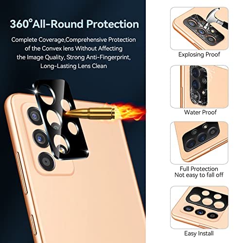 [4+2 Pack] Screen Protector For Samsung Galaxy A53 5G 6.5" 2022 [4 Pack] With [2 Pack] Camera Lens Protector Tempered Glass With [Alignment Frame] Transparent Hd Clear Anti-Scratch, 6.5 Inch