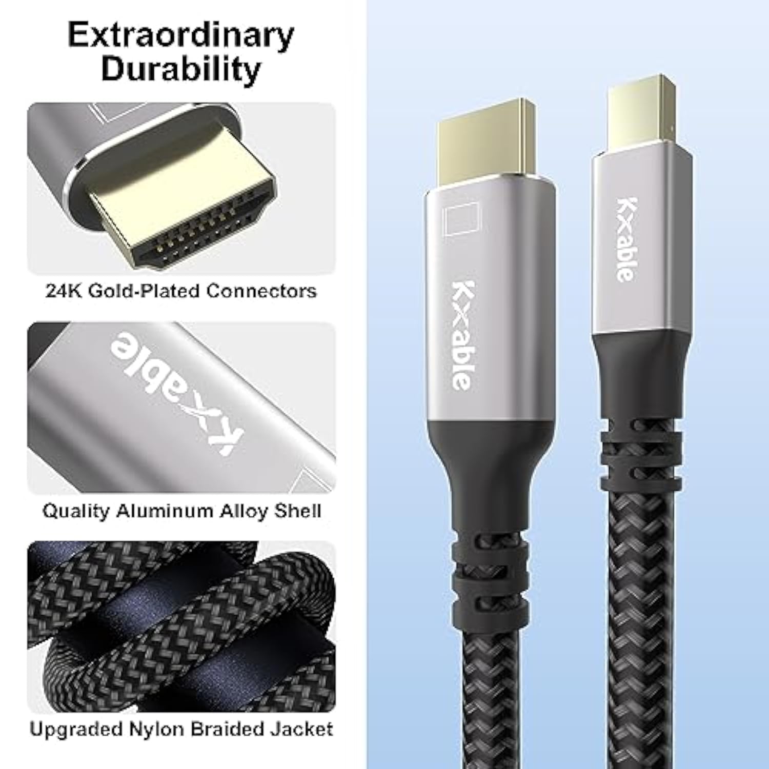 4K Mini Displayport To Hdmi Cable 20Ft, [4K@60Hz, Gold-Plated Plugs, Aluminum