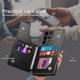 Designed For Samsung Galaxy S25 Ultra Case Wallet With Card Holder, [Magnetic Clasp Cover] [Rfid Blocking Leather Protection] Shockproof Women Men Cases For Samsung S25 Ultra Black