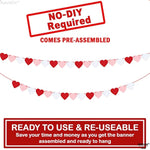 , Red Felt Heart Garland - 8.2 Feet No Diy | Heart Decorations, Anniversary Day Decorations | Love Garland, Engagement Party Decorations | Love Decorations, Romantic Decorations Special Night