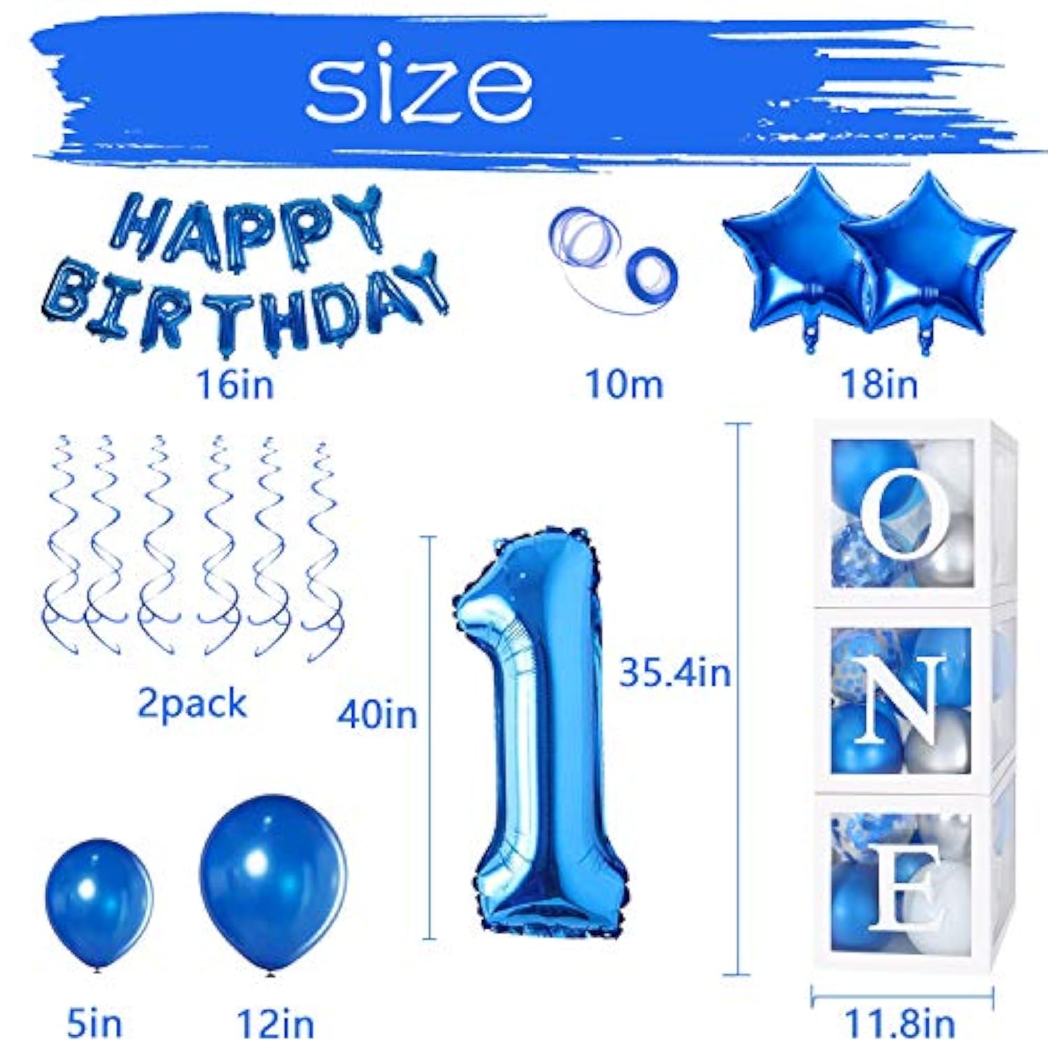 First Birthday Balloon Boxes Decorations For Girl, 72Pcs 1St Birthday