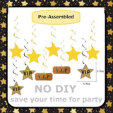 VIP Red Carpet Party Decorations Black Gold Banner Stars Hanging Swirls