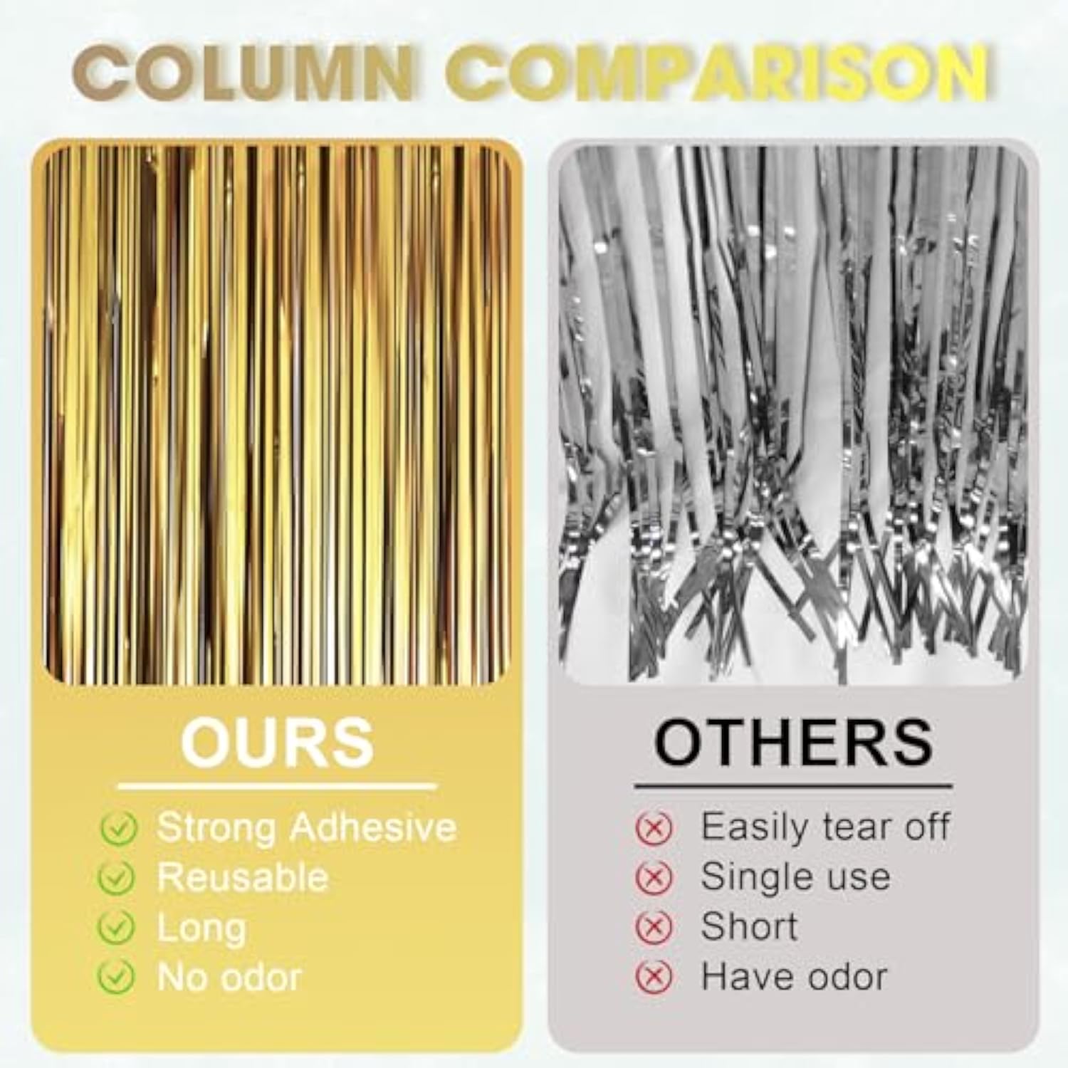 3 Pack Matte Gold Foil Fringe Backdrop 3.3x8.2ft Tinsel Streamers for Party