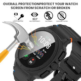 Intended For Samsung Galaxy Watch 7 Case 40Mm 44Mm Pc Rugged Bumper Frame With Tempered Glass Shock Proof Protective Shell For Galaxy Watch 7 Cover (Black&Gray, 44Mm)