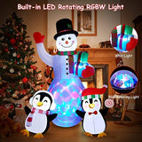 Christmas Inflatables Outdoor Decorations, 8 Ft Inflatable Snowman With Penguins, Blow Up Xmas Decorations Clearance Ind