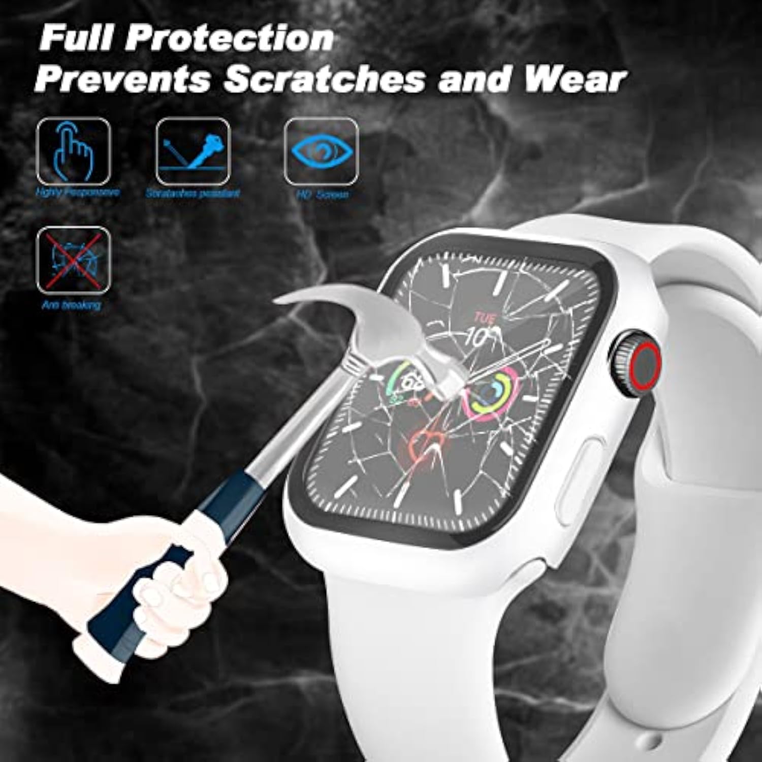 2 Pack Hard Matte Case for Apple Watch Series 11, 10, 46mm, White