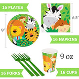 Jungle Party Supplies, Safari Birthday Decorations - Safari Theme Balloons, Birthday Banner, Paper Plates, Cups, Napkins, Forks, Tablecloth, Zoo Animals Tattoos
