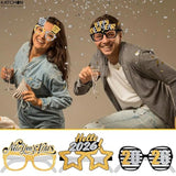 12pcs New Year 2026 Glasses Photo Booth Party Favors