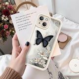 For Iphone 14 Case, Creative Butterfly Pattern Design For Girl Women, Soft Silicone Shockproof Anti-Scratch Protection Phone Cover For Iphone 14 (3D Black Butterfly)