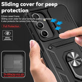 For Samsung Galaxy A16 5G Case With Slide Camera Cover Hd Screen Protector [Military Grade 16Ft. Drop Tested] Magnetic Ring Holder Kickstand Protective Phone Case For Galaxy A16 5G 2025, Black