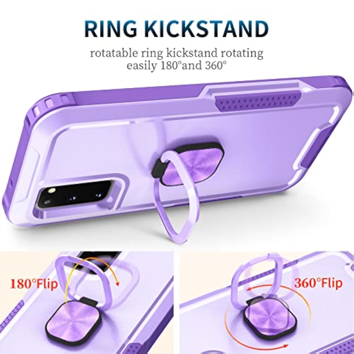 For Samsung Galaxy S20 5G Case With Magnetic Ring Holder Stand Heavy Duty Full Body Hybrid Silicone Shockproof Cover Accessories Gaxaly S 20 5G Uw 6.2 Inch (Without Screen Protector) ?Purple?