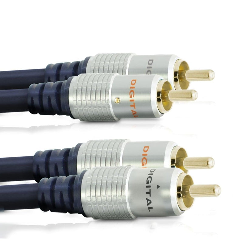 Cablemountain 2Xrca To 2X Rca Cables 6.6Ft - Gold Plated Male-To-Male Phono To