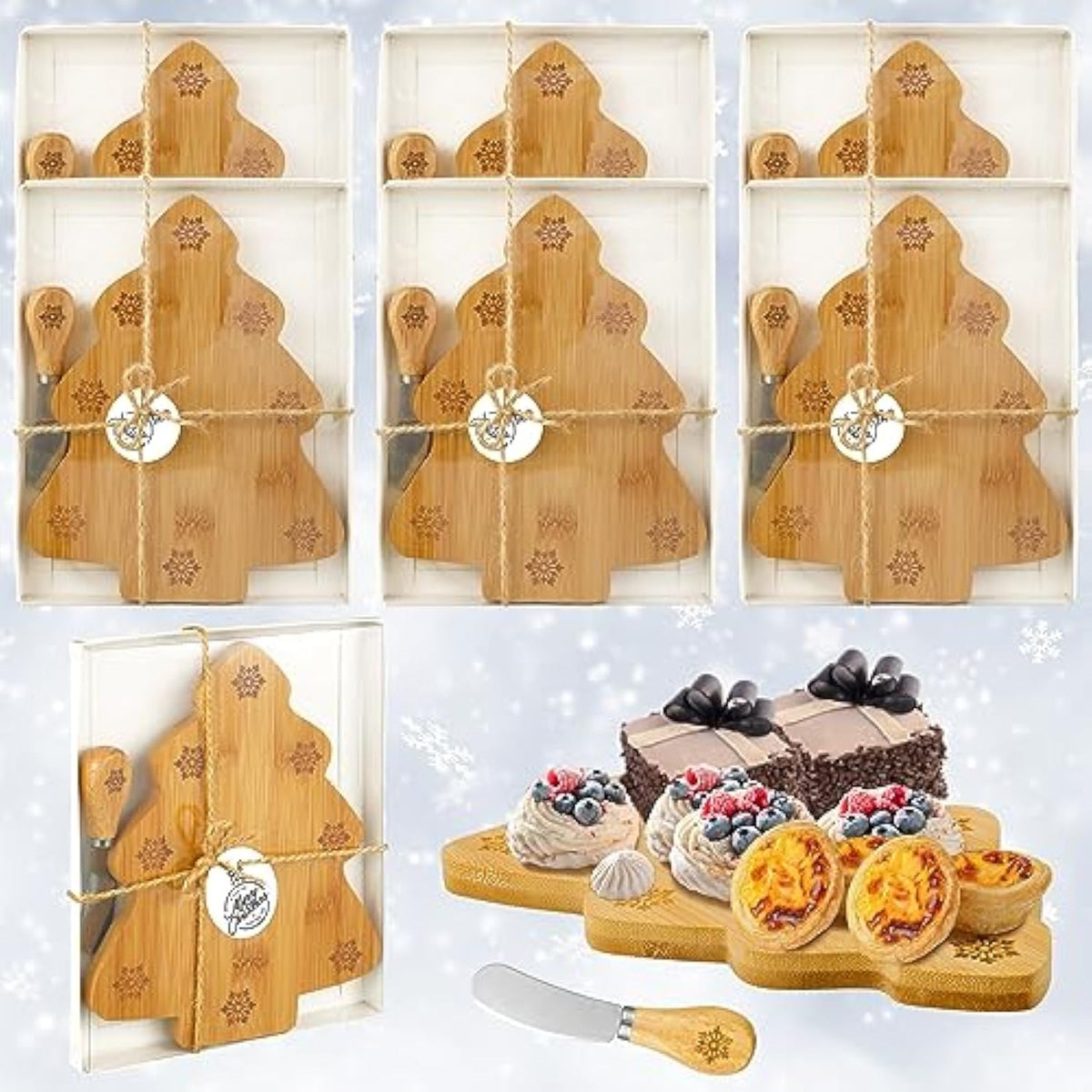 6 Pcs Christmas Tree Cutting Board,Christmas Tree Charcuterie Board For Kitchen,Christmas Tree Shaped Wood Cutting Board,Christmas Wooden Serving Tray,Christmas Decoration Charcuterie Boards