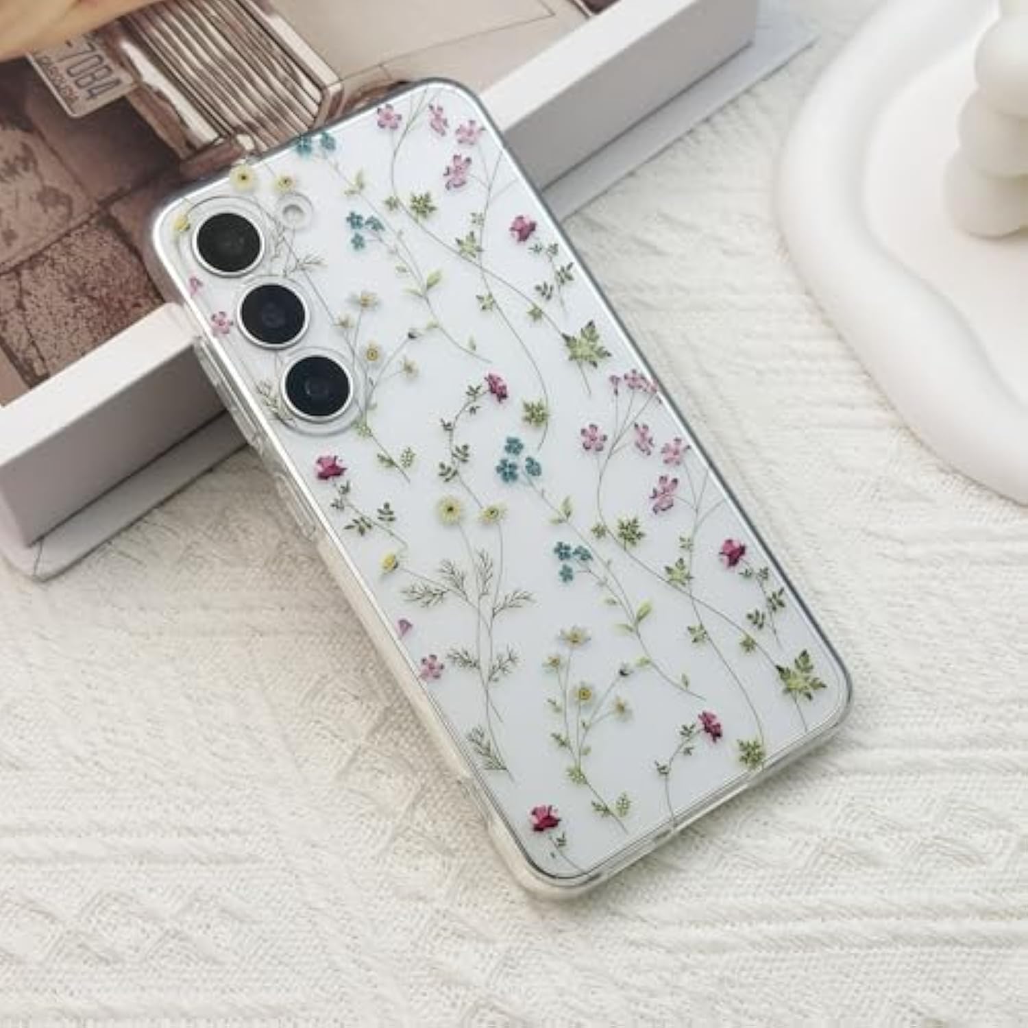 For Samsung Galaxy S23 Plus Case, Floral Flowers Cute Aesthetic Clear Floral Branch Pattern Case For Women Girls,Transparent Slim Soft Shockproof Cover For S23 Plus,Flower Branch