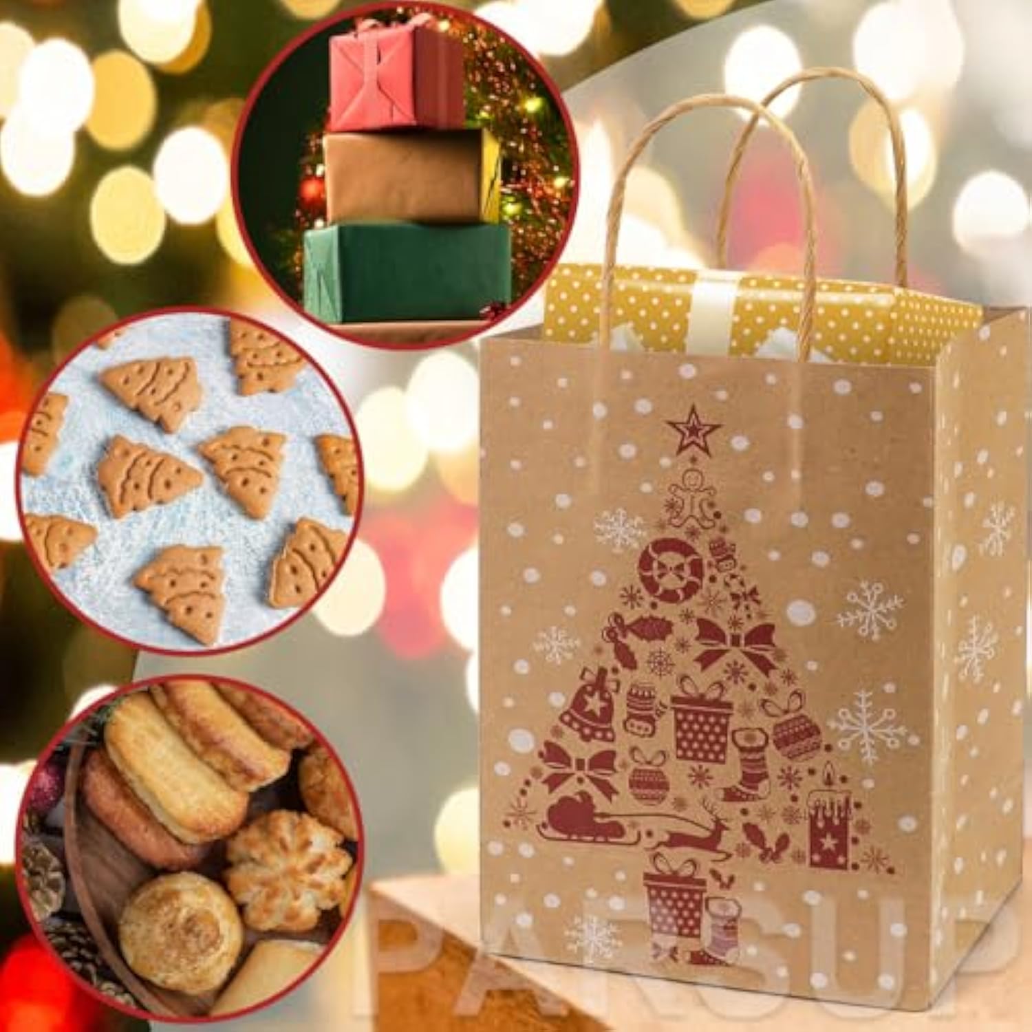 12Pcs Christmas Kraft Gift Bags - Assorted Styles With Handles And Prints For Xmas Gift Wrapping And Party Supplies