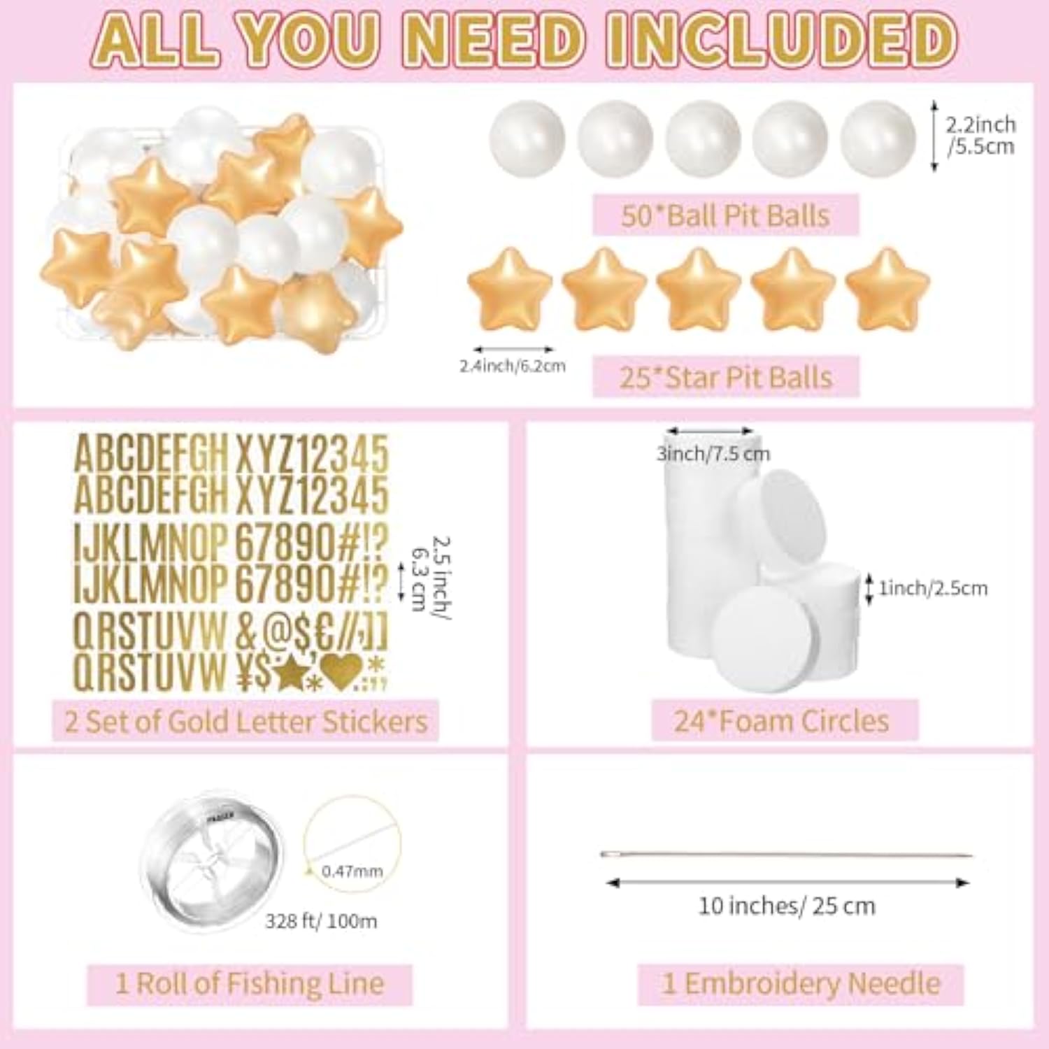 103 Pcs Giant Friendship Bracelet Garland Diy Birthday Halloween Christmas Jumbo Friendship Bracelet Banner Kit Famous Singer Customizable Party Wedding Decor(Gold And White)