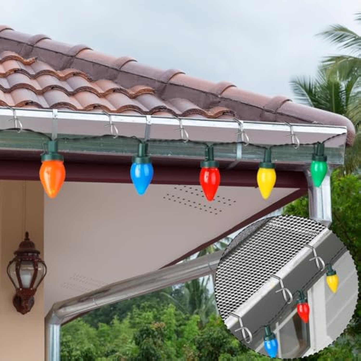 50 Pcs Gutter Clips For Hanging Outdoor Lights Heavy-Duty Christmas Metal Light Q-Hangers Hooks For Gutters Guard Holiday Hangers